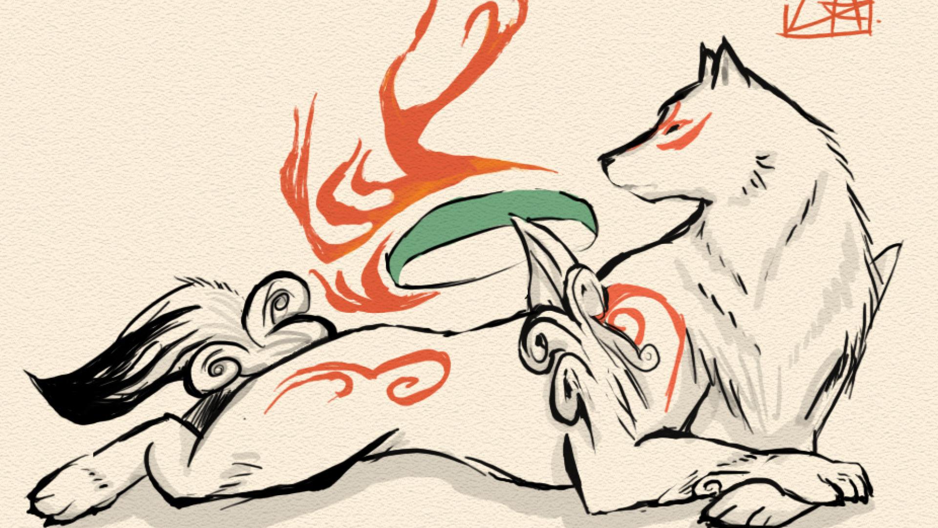 Okami Amaterasu Issun Jump | Art Board Print